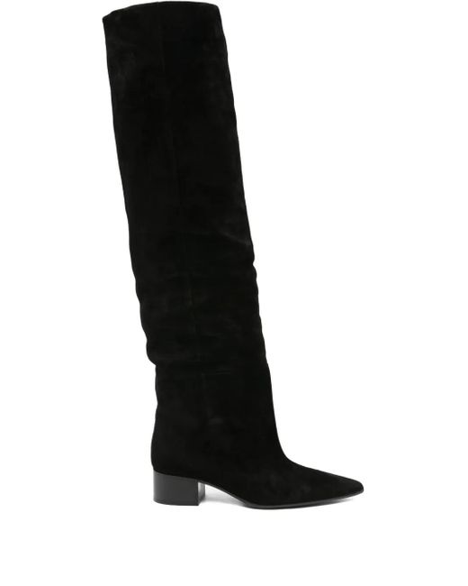 Khaite Black 40Mm Pointed-Toe Suede Boots