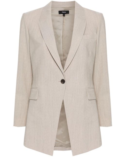 Theory White Etiennette Single-breasted Blazer