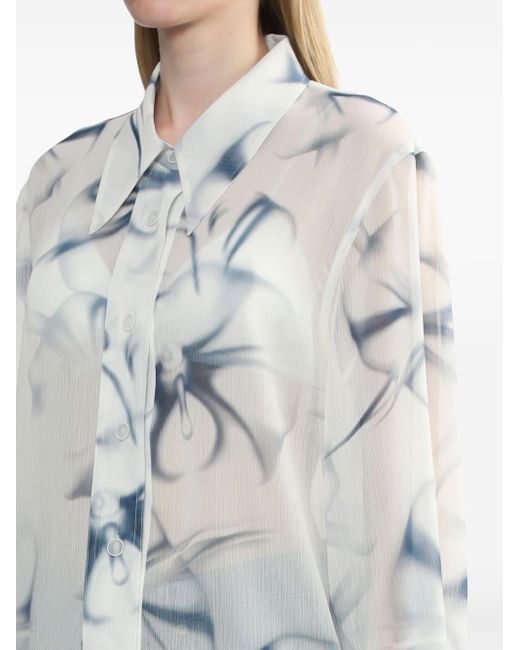 Low Classic Blue Marble-pattern Long-sleeve Shirt