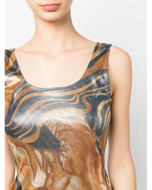 Alberta Ferretti Metallic Swirl Print Dress
