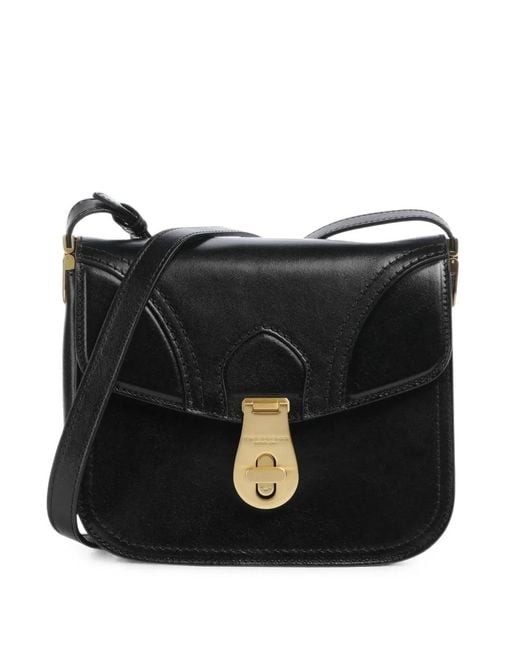 The Bridge Black Twist-Lock Leather Shoulder Bag