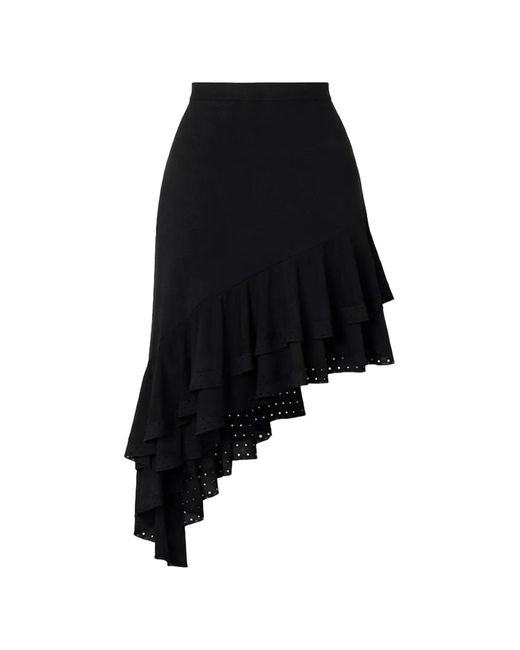 Sandro Asymmetrical Knit Skirt in Black | Lyst