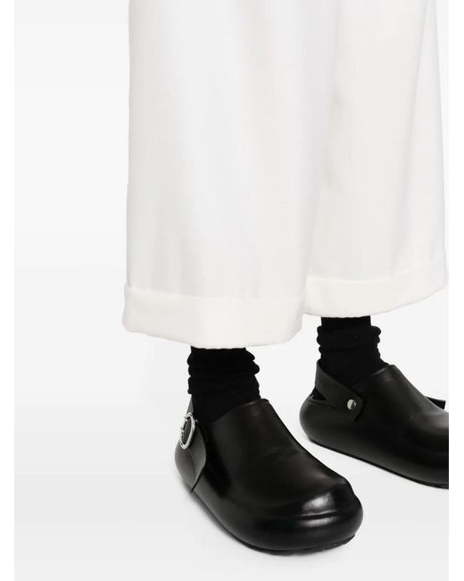 Daniela Gregis White Wide-Leg Wool Trousers