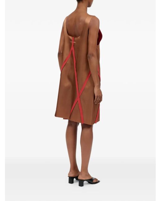 MM6 by Maison Margiela Brown V-Neck Panel Mini Dress