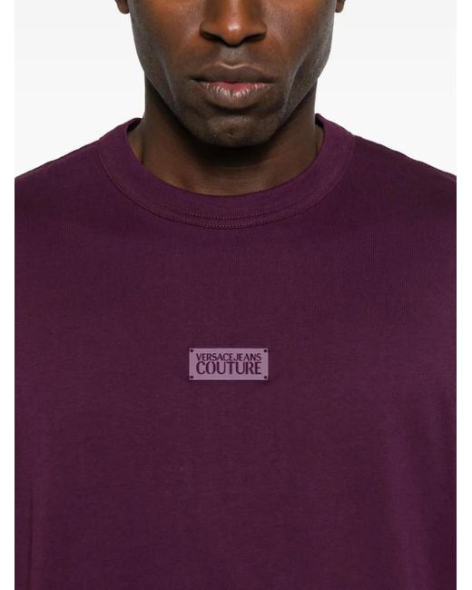 Versace Jeans Couture Purple Logo-Plaque T-Shirt for men