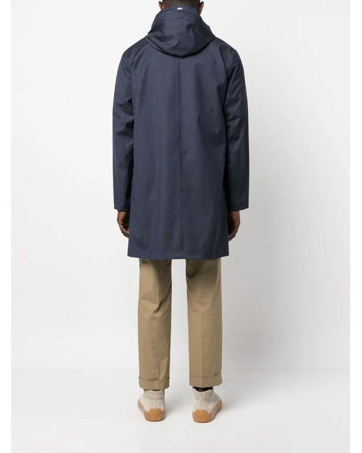 Herno Blue Single-Breasted Parka Jacket for men