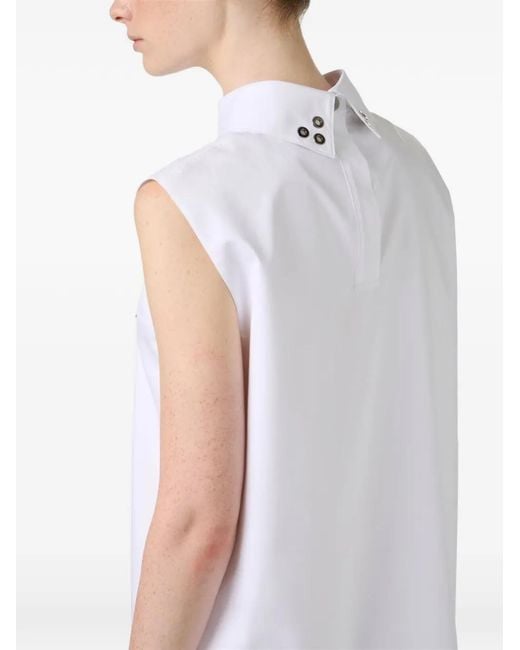 Iceberg White Collared Sleeveless Dress