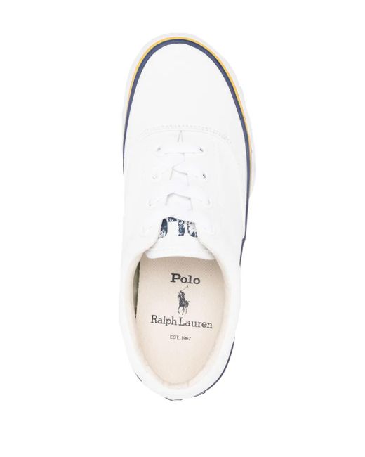 Polo Ralph Lauren White Round-Toe Canvas Sneakers