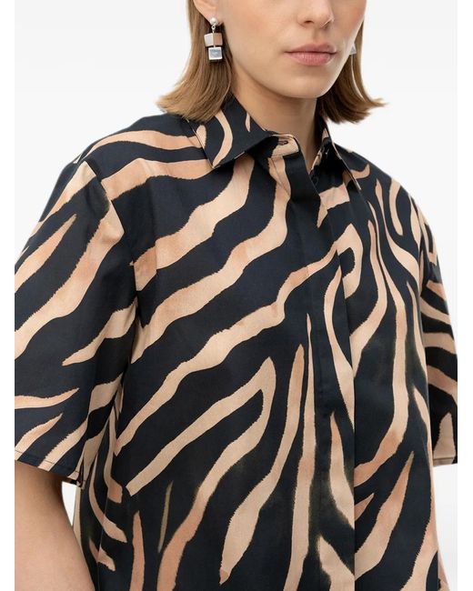 HUGO Black Zebra-Print Short-Sleeve Shirt