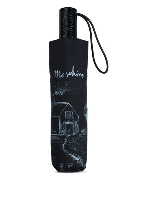 Moschino Black Sketch-Print Umbrella