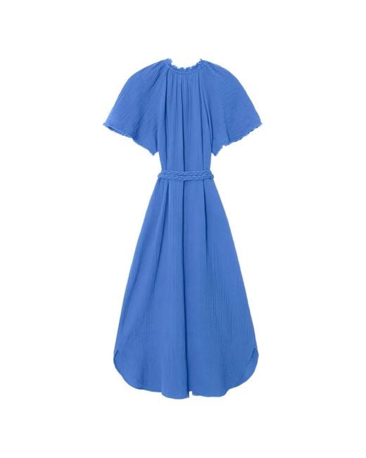 Xirena Blue Alyssa Braided-Belt Midi Dress