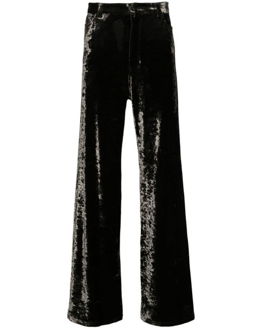 Pantalones rectos con terciopelo arrugado Balenciaga de color Black
