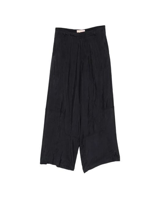 Plan C Blue Pocket Belt-Loop Palazzo Pants