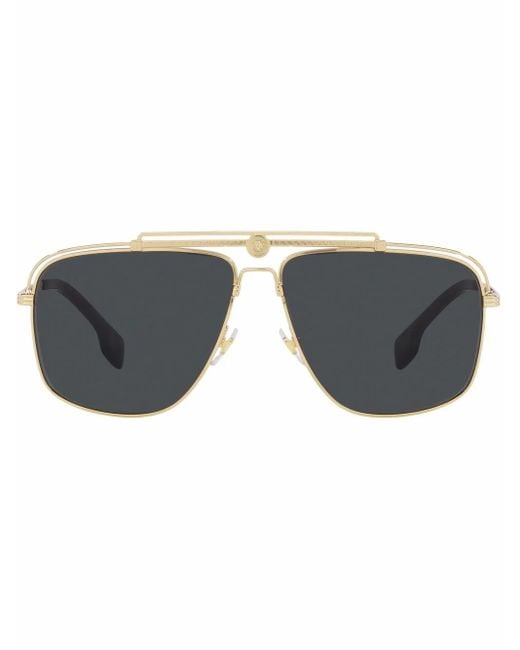 Versace Gray Pilot-Frame Sunglasses for men