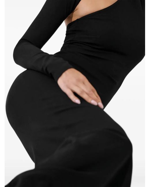 MARCELLA Black Manhattan One-Shoulder Maxi Dress