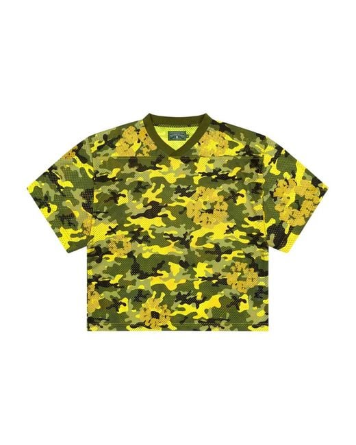 DENIM TEARS Yellow Camouflage Wreath Mesh T-Shirt for men