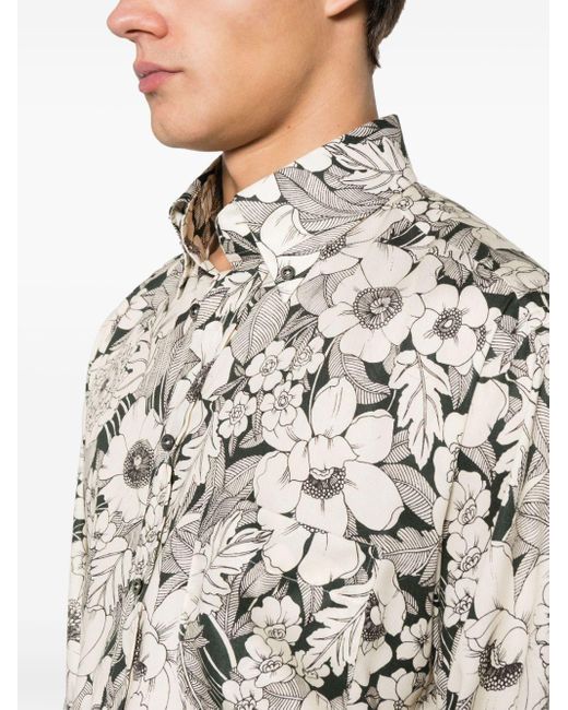 Tom Ford Gray Floral-Print Lyocell Shirt for men