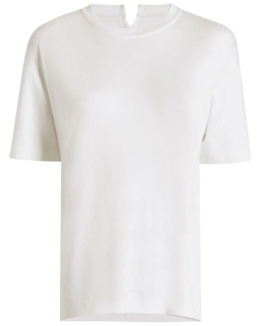 Another Tomorrow White Luxe Seamed Cotton T-Shirt