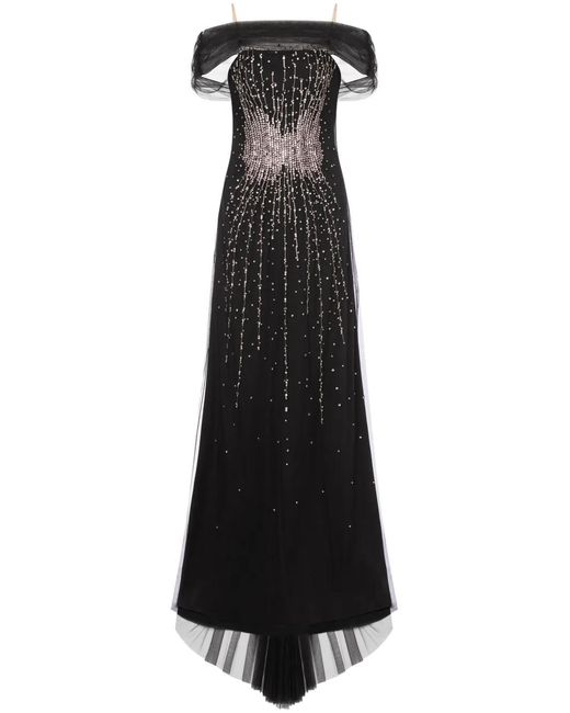 Alberta Ferretti Black Sequin Embellishment Train Dress