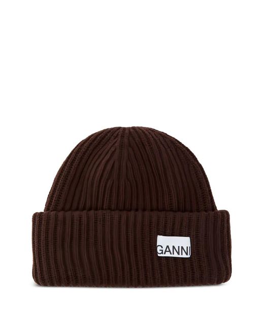 Gorro De Canalé Con Parche Ganni de color Brown