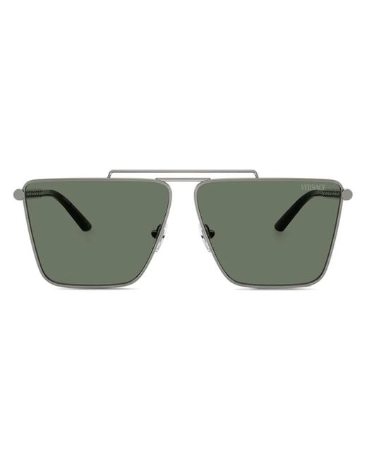 Versace Green Tubular Greca Sunglasses