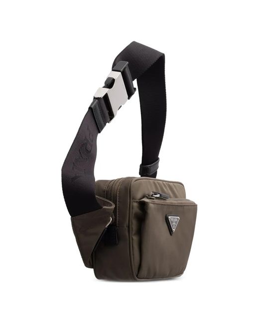 Prada Gray Re-Nylon And Saffiano-Leather Belt Bag for men