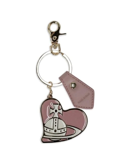 Vivienne Westwood White Porte-Clés À Pendentif Cœur Orb