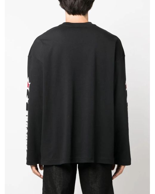Versace Jeans Couture Black Logo-Print Long-Sleeve Top for men
