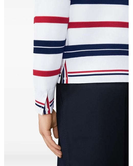 Thom Browne White Striped Sweater for men