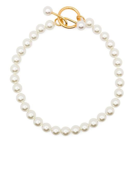 Wouters & Hendrix White Bead-chain T-bar Necklace