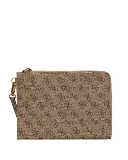 Guess Brown Mini Milano 4G Clutch Bag for men