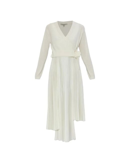 AllSaints White Lucille Pleated Midi Dress