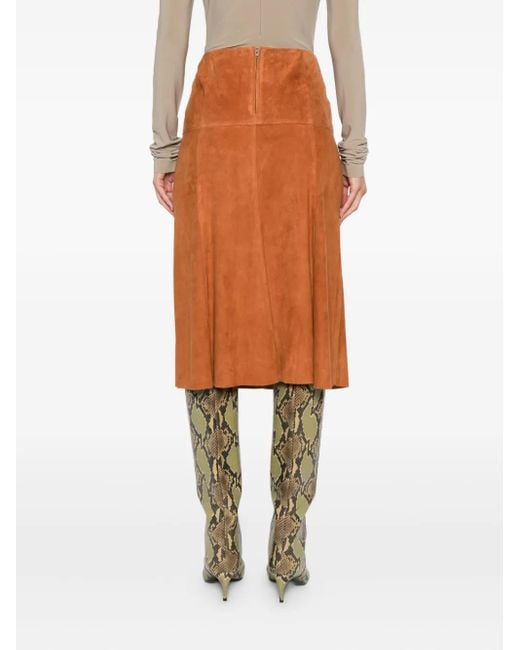 Isabel Marant Orange Suede A-Line Skirt