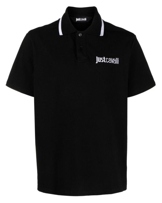 Just Cavalli Pikee-Poloshirt mit Logo-Stickerei in Black für Herren