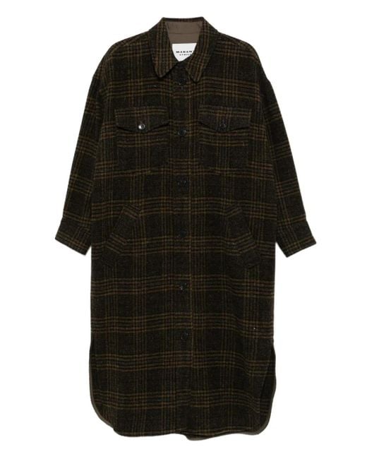 Isabel Marant Black Checked Wool Single-Breasted Coat