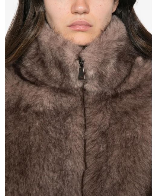 VALENTINI 1972 Brown Faux-Fur Funnel-Neck Coat