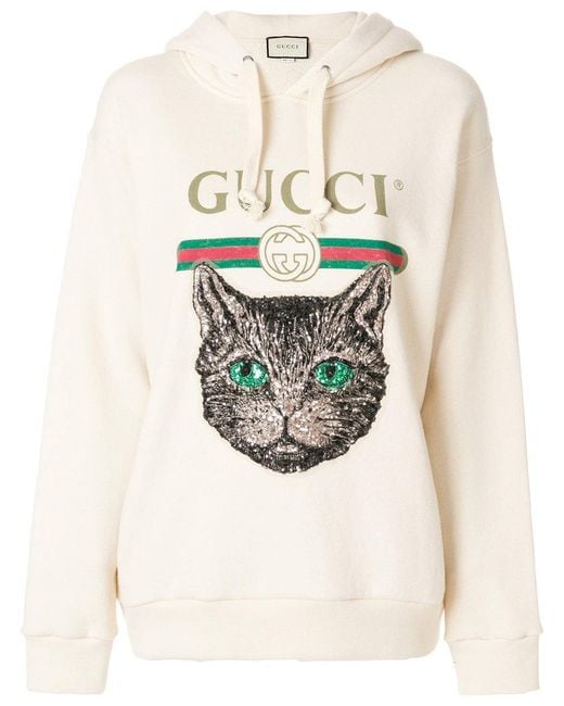 Gucci Natural Mystic Cat Logo Hoodie