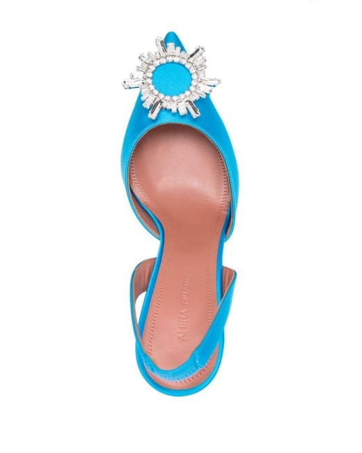 AMINA MUADDI Blue Begum 95Mm Satin Pumps