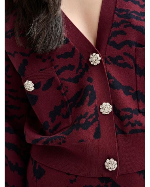Essentiel Antwerp Red Icali Cardigan mit Tiger-Print