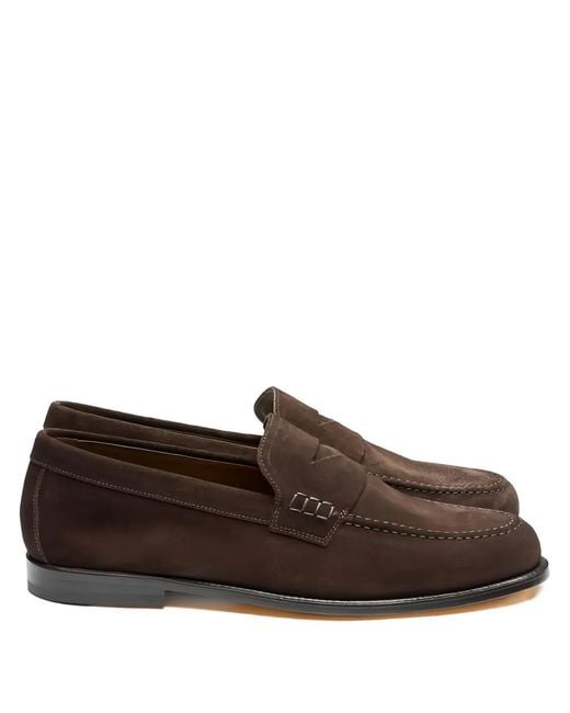 Doucal's Brown Suede Penny Loafers for men