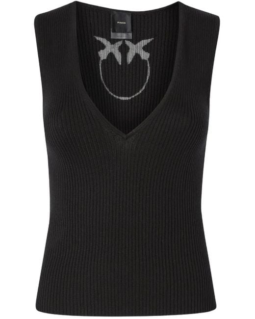 Pinko Black Ribbed Sleeveless Top