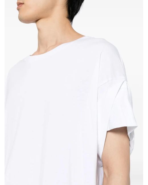 Marina Yee White Draped-Detail Cotton T-Shirt for men