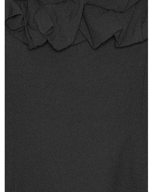 ROTATE BIRGER CHRISTENSEN Black A-Line Mini Dress With Off-Shoulder Ruffled Detail
