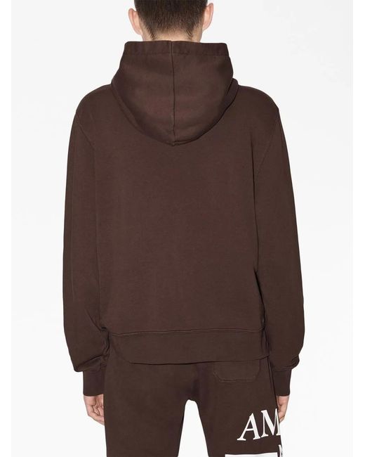 Amiri Brown Logo-Print Pouch-Pocket Hoodie for men