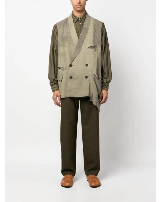 Ziggy Chen Green Asymmetric Double-Breasted Jacket for men