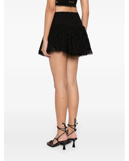 Charo Ruiz Black Favik Embroidered Peplum Miniskirt