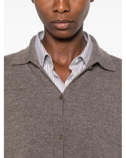 Whyci Brown Button-Up Chest-Pocket Cardigan