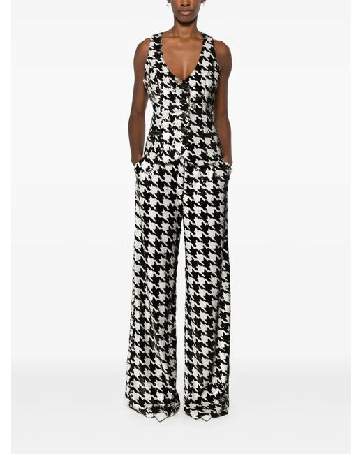 MITILIANE COUTURE Black Houndstooth-Patterned Sequinned Vest