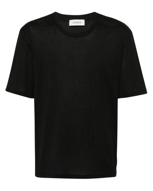 Laneus Black Plain Cotton T-shirt for men