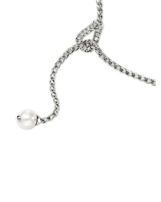 John Hardy White Sterling Surf Y Diamond And Pearl Necklace